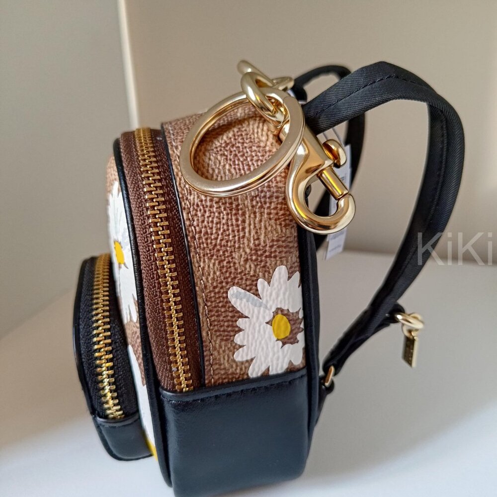 Coach Mini Court Backpack Bag Charm In Signature Canvas With Floral Print CZ602 - Picture 4 of 14